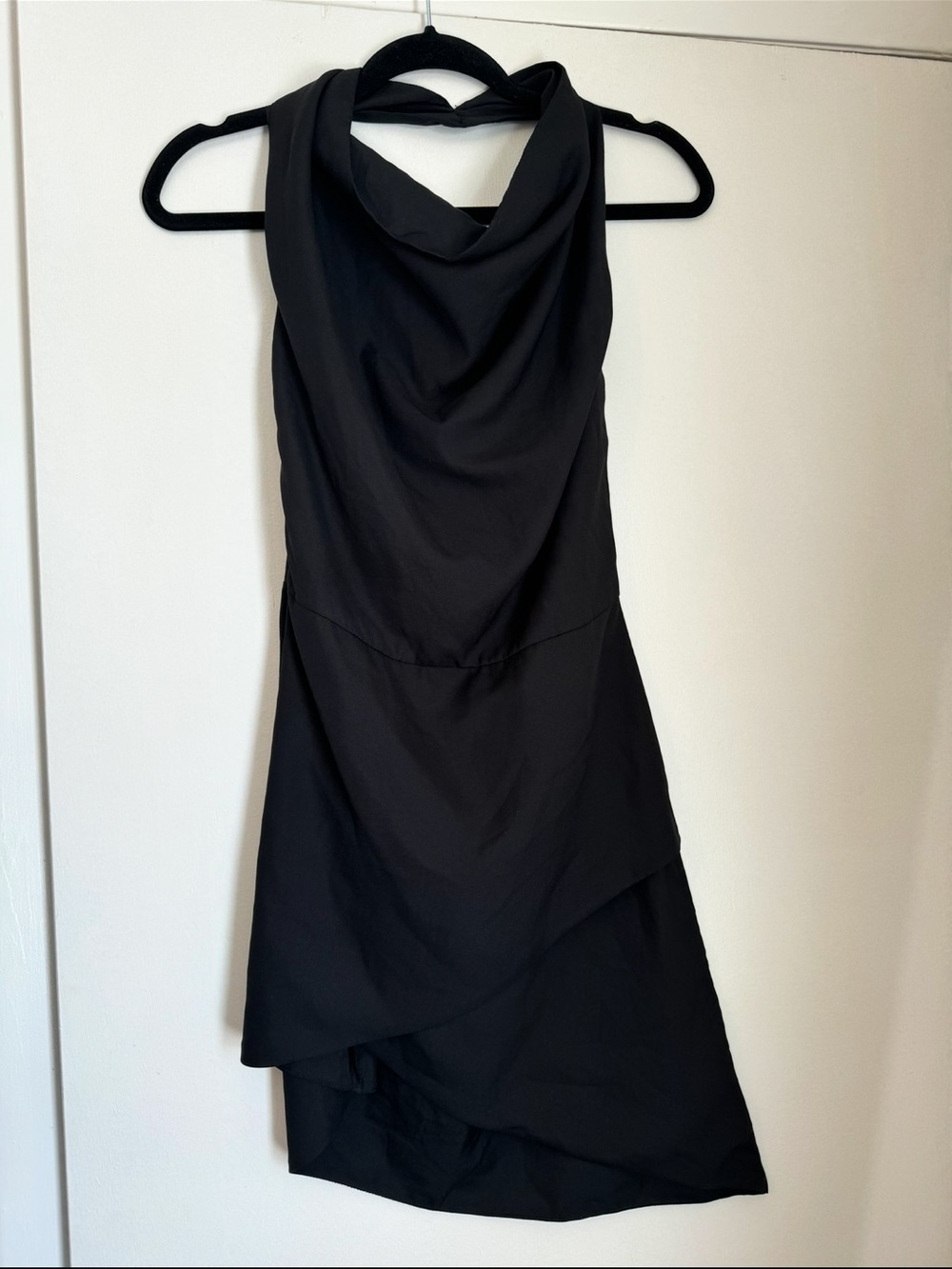 AREA Black One-Shoulder Draped Dress size XS